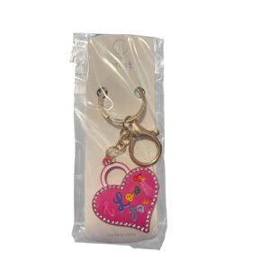 MINT GOLD PLATED PINK HEART WITH I LOVE YOU KEYCHAIN